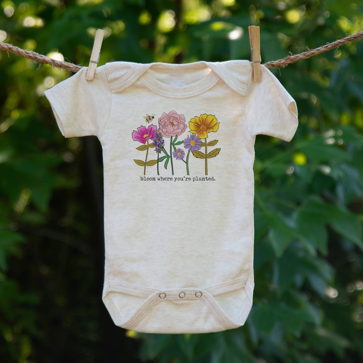 "Bloom where you are planted" Baby Body Suit