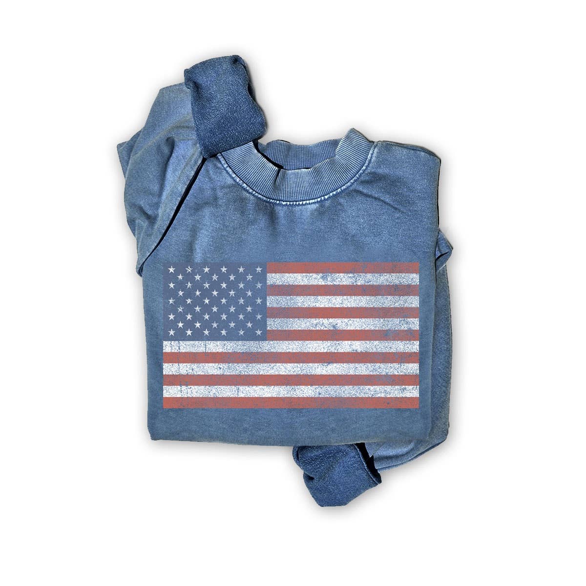 VINTAGE AMERICA FLAG MINERAL GRAPHIC SWEATSHIRTS