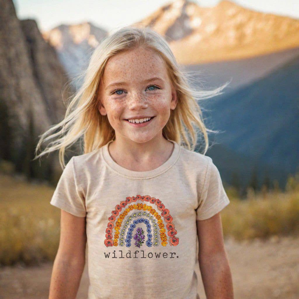 Wildflower Rainbow Shirt Outdoor Nature Clothing for Girls